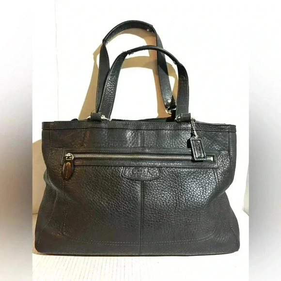 Coach vintage black  pebbled leather tote bag - Picture 1 of 9
